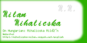 milan mihalicska business card